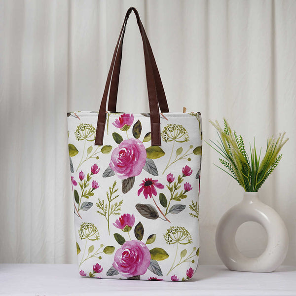 Floral Printed Oversized Shopper Tote Bag - Uncommongifts.in