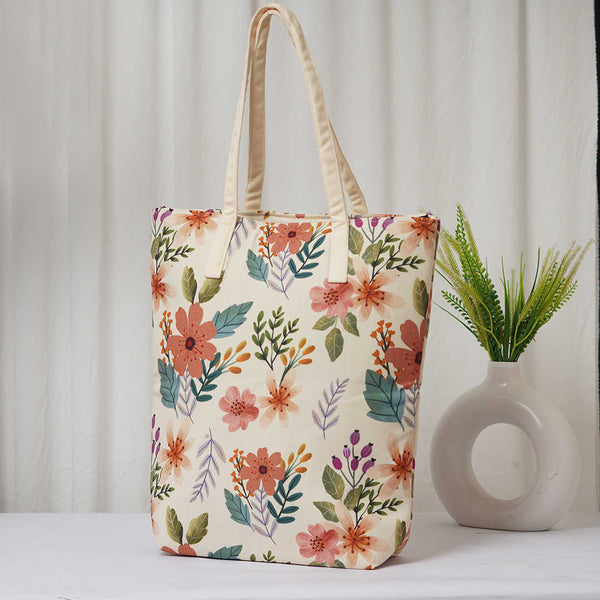 Floral Printed Oversized Shopper Tote Bag - Uncommongifts.in