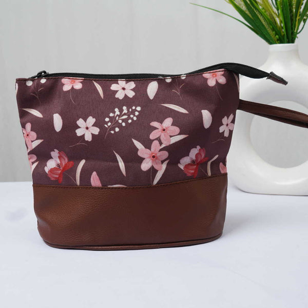 Floral Printed PU Travel Pouch - Uncommongifts.in