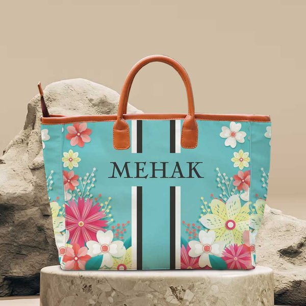 Floral Printed Personalised Luna Handbag