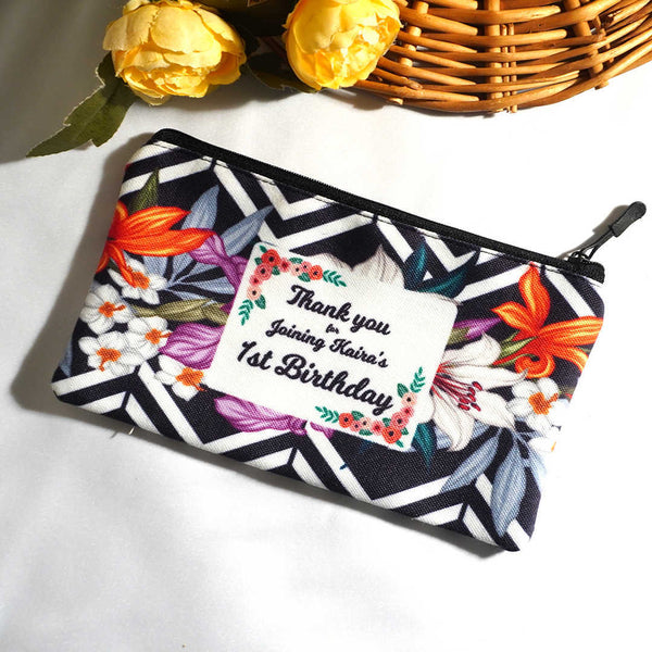 Floral Printed Personalised Pouch - Uncommongifts.in