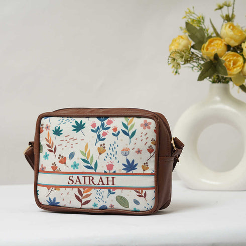 Floral Printed Structured Sling Bag - Uncommongifts.in