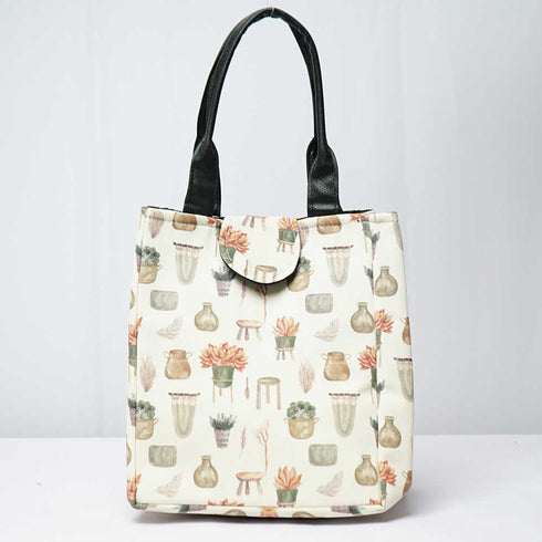 Floral Printed Lunch Bag With Handle