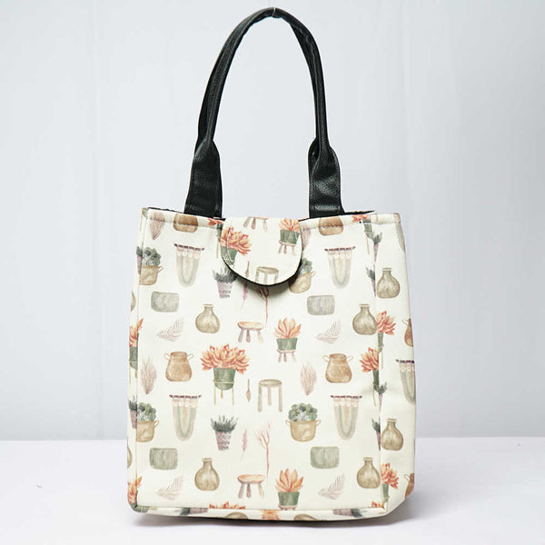 Floral Printed Lunch Bag With Handle