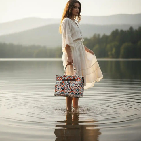 Geometric Multicolor Box Tote Bag
