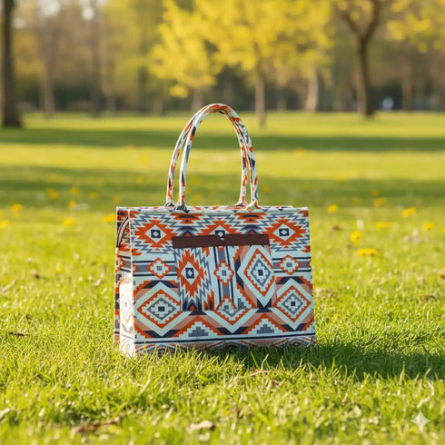 Geometric Multicolor Box Tote Bag