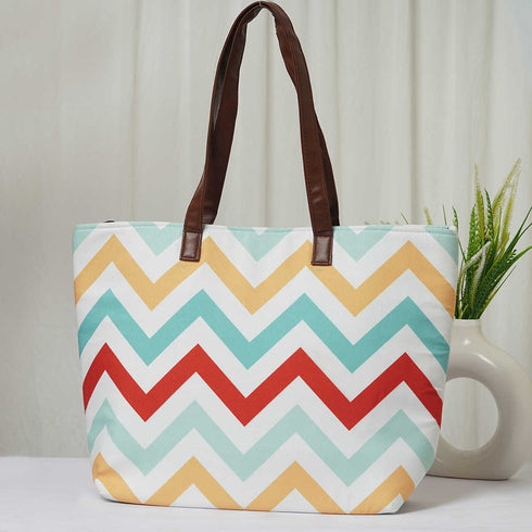 Geometric Printed Canvas Shoulder Bag Handbag - Uncommongifts.in