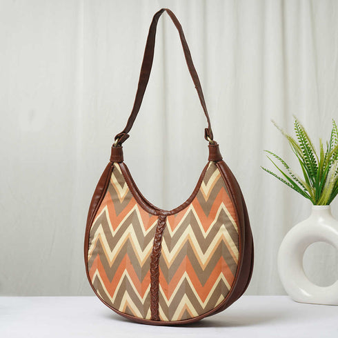 Geometric Printed Half Moon Hobo Bag - Uncommongifts.in
