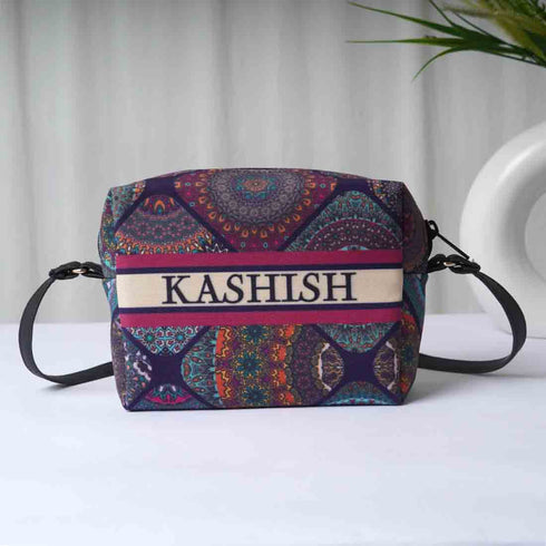 Geometric Printed Personalised Sling Bag - Uncommongifts.in