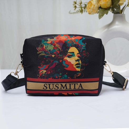 Girl Printed Personalised Sling Bag - Uncommongifts.in
