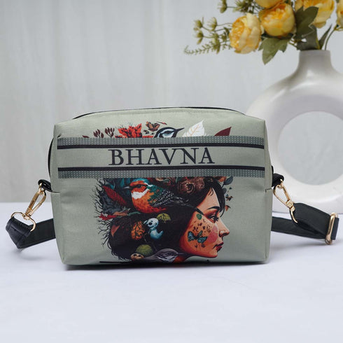 Girl Printed Personalised Sling Bag - Uncommongifts.in