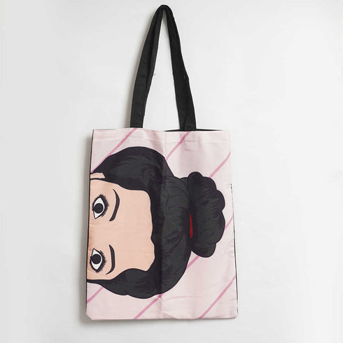 Girl Half Face Printed Tote Bag