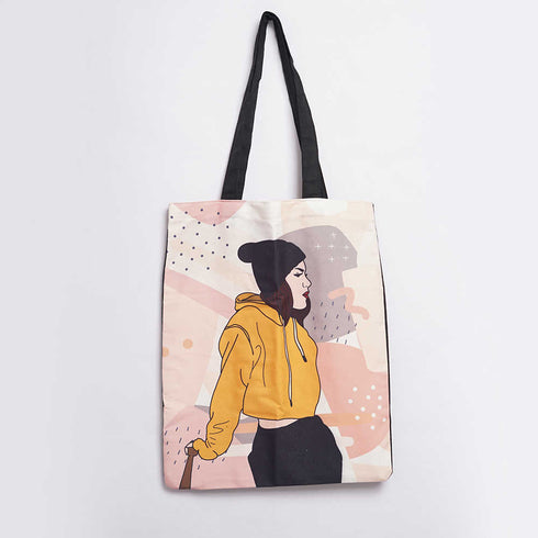 Girl Side Pose Printed Tote Bag