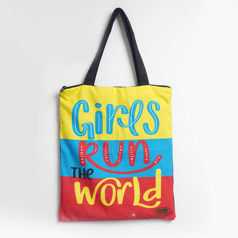 Girls Run The World Printed Tote Bag