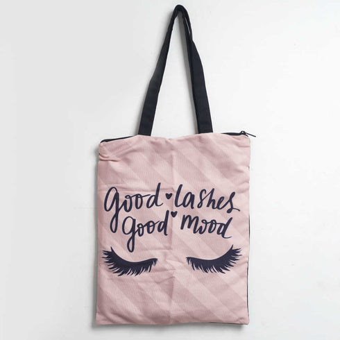 Good Lashes Good Mood Printed Tote Bag