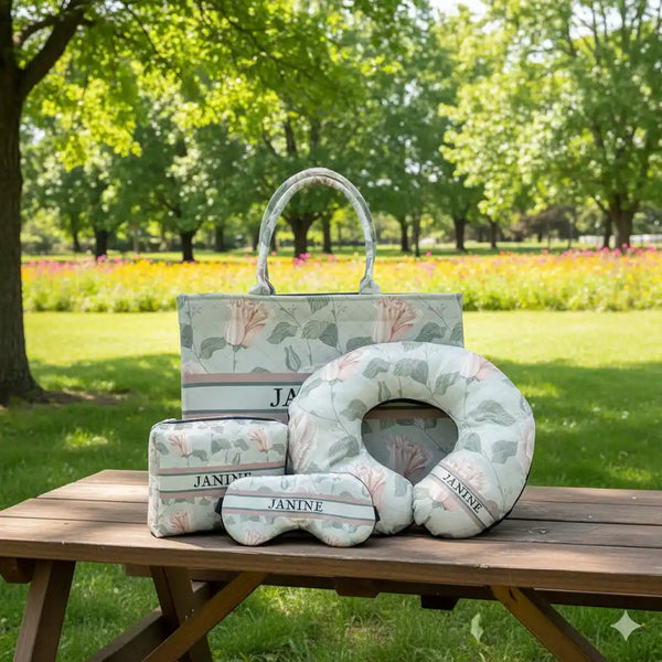 Green Flower Printed Personalised Combo Gift Set