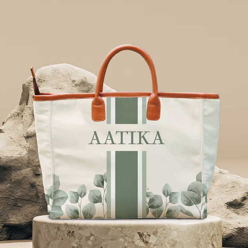 Green Strap Printed Personalised Luna Handbag