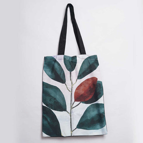Green Leafs Printed Tote Bag