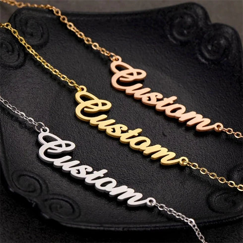 Personalised Gold Plated Name Pendant - Uncommongifts.in