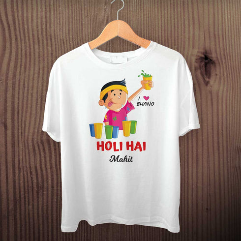 Holi Hai Personalised Printed Holi T-Shirt - Uncommongifts.in