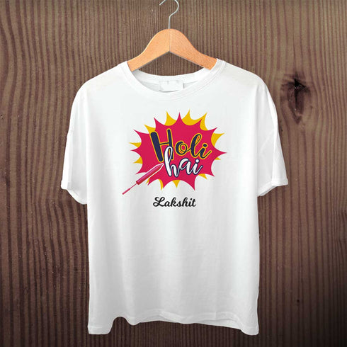 Holi Hai Personalised Printed Holi T-Shirt - Uncommongifts.in