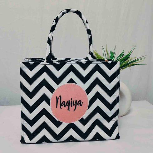 Personalised Geometric Printed Box Bag