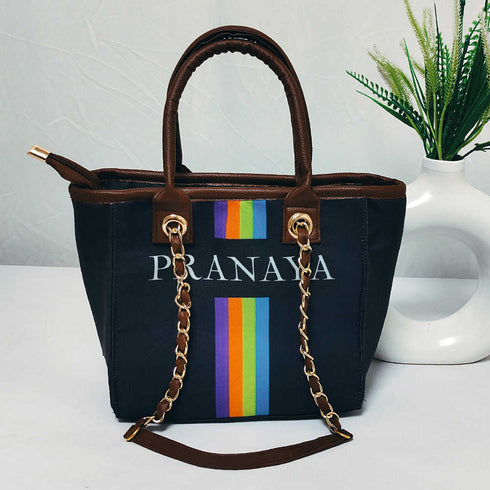 Multicolor Strap Printed Personalised Luna Handbag