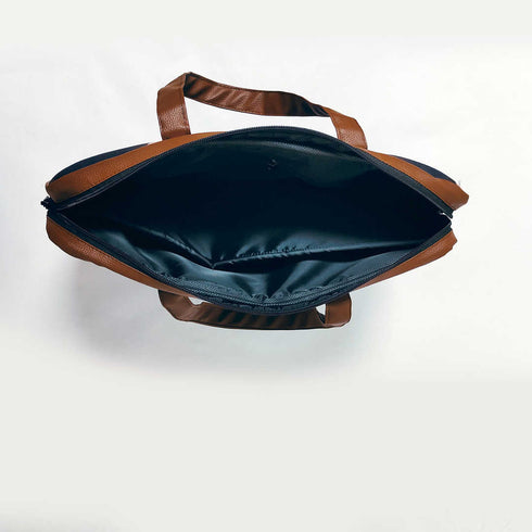 Black Printed Canvas and PU Laptop Bag Fit 15.6 Inch Laptop