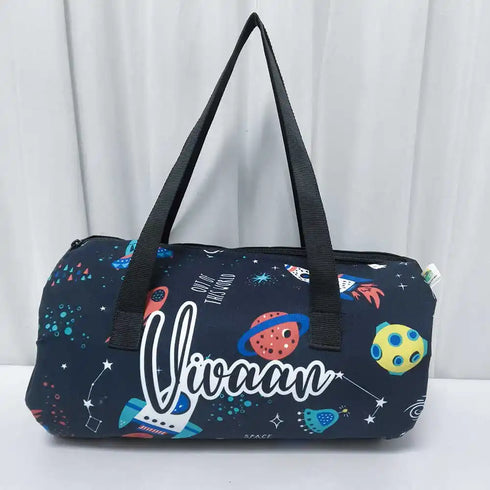 Personalised Space Printed Kids Swimming Duffle Bag