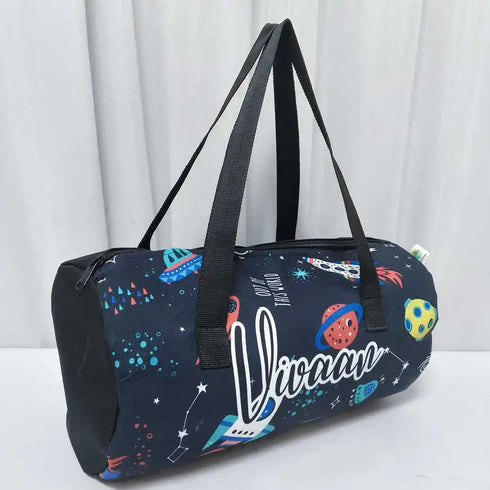 Personalised Space Printed Kids Swimming Duffle Bag