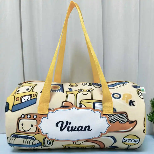 Personalized Car Print Duffle Bag with Box Pouch Combo for Kids