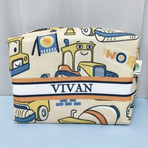 Personalized Car Print Duffle Bag with Box Pouch Combo for Kids