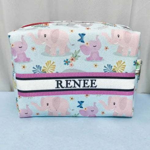 Personalized Elephant Printed Box Pouch for Kids