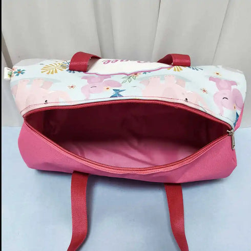 Personalized Elephant Print Duffle Bag with Box Pouch Combo for Kids