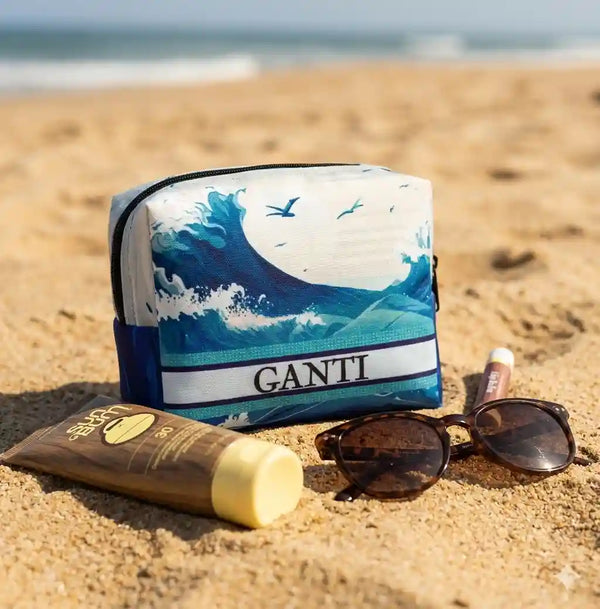 Blue Personalised Beach Box Pouch