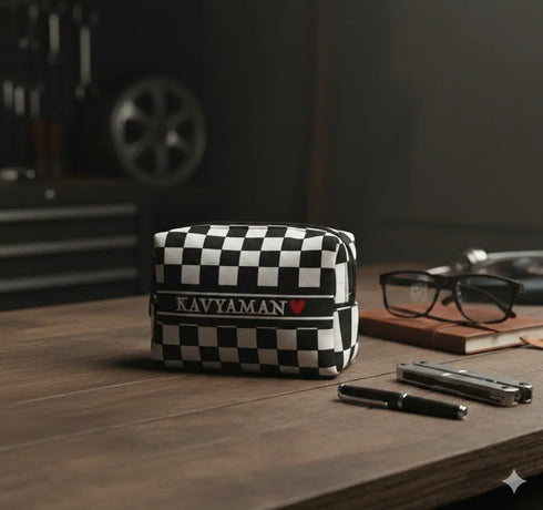 Personalized Geometric Black & White Box Pouch