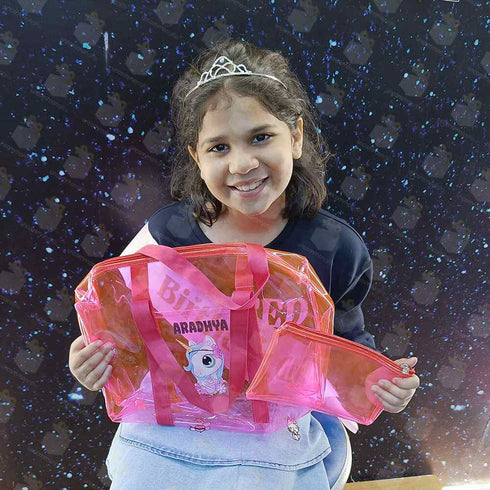 Personalised Kids Jelly Duffle Bag & Pencil Pouch Combo - Green