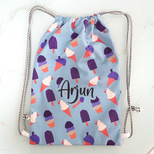 Ice Cream Printed Kids Drawstring Bag