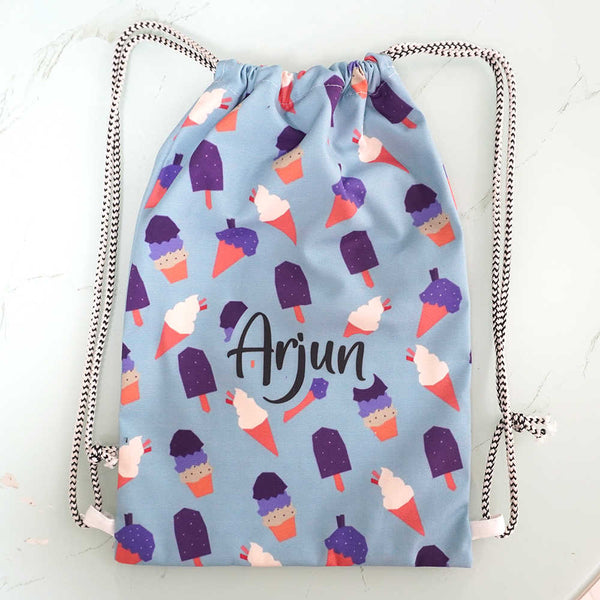 Ice Cream Printed Kids Drawstring Bag