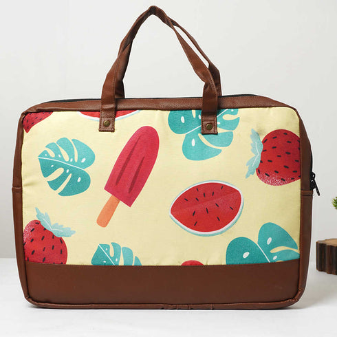 Ice Cream Printed Canvas & PU Laptop Bag Fit 15.6 Inch Laptop