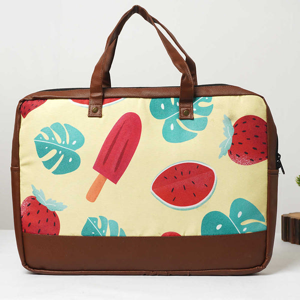 Ice Cream Printed Canvas & PU Laptop Bag Fit 15.6 Inch Laptop
