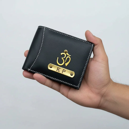 Personalised Men's Wallet With Charm - Black