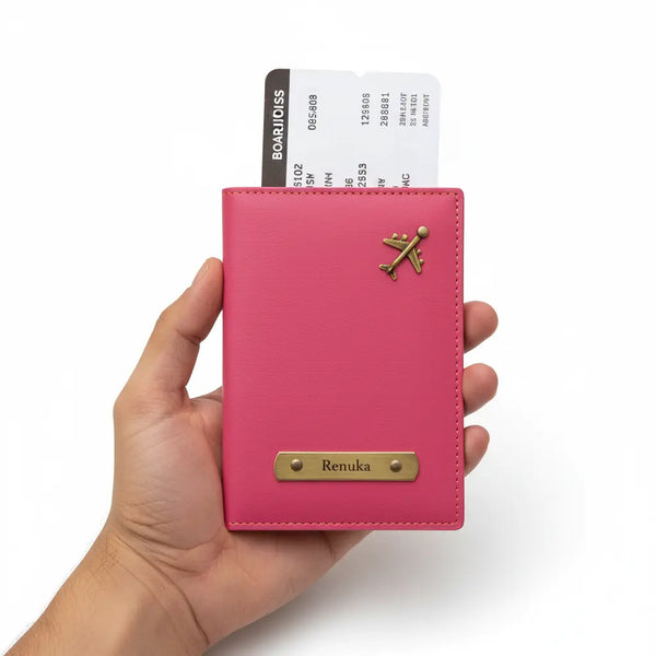 Personalized Girl's Travel Passport Cover - Pink