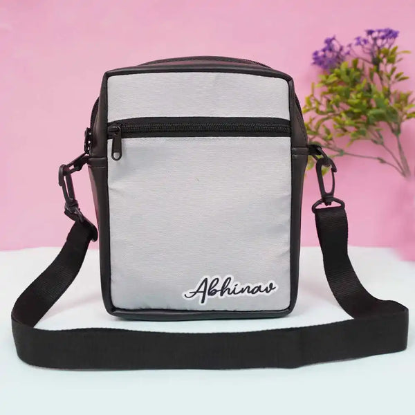 Ivory Color Print Men Sling Bag