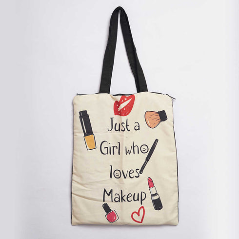 Just A Girl Who Love Makeup Printed Tote Bag