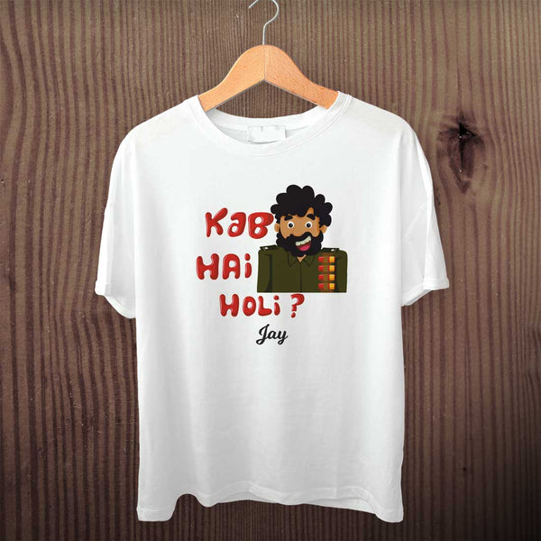 Kab Hai Holi? Personalized Printed T-Shirt - Uncommongifts.in