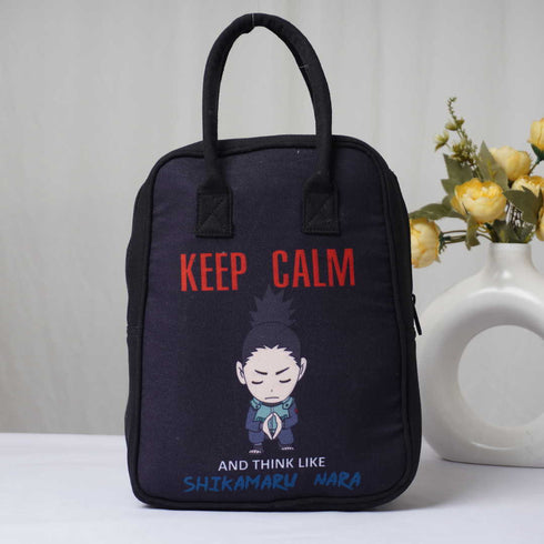 Keep Calm Printed Canvas Lunch Bag - Uncommongifts.in
