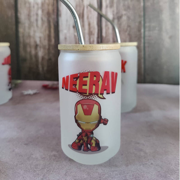 Kids Personalized Cartoon Glass Straw Tumbler
