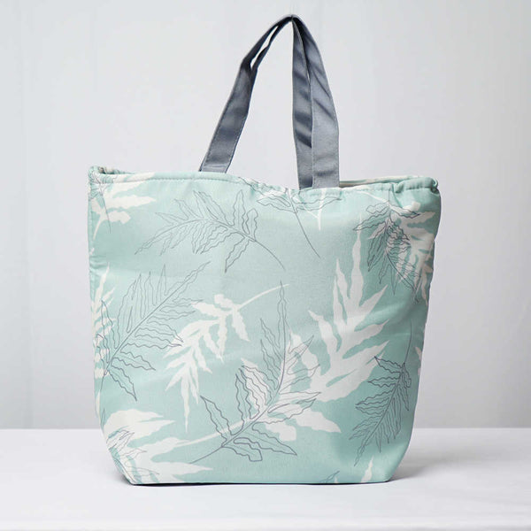 Leaf Printed Canvas Lunch Bag With Handle