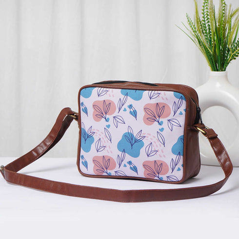 Leaf's Floral Printed Structured Sling Bag - Uncommongifts.in